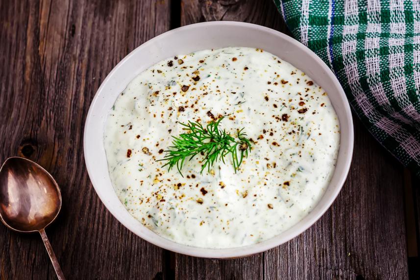 Photo: Creamy Herb Sauce on a rustic table setting.