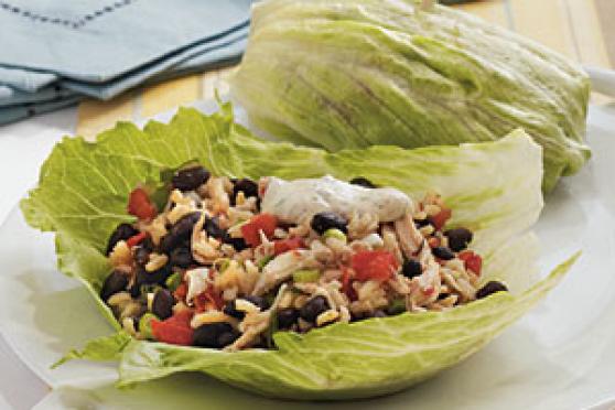 Southwestern Chicken Lettuce Wraps with Spicy Chipotle Dipping Sauce